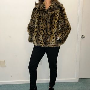 Faux Fur Leopard Print Coat Size S